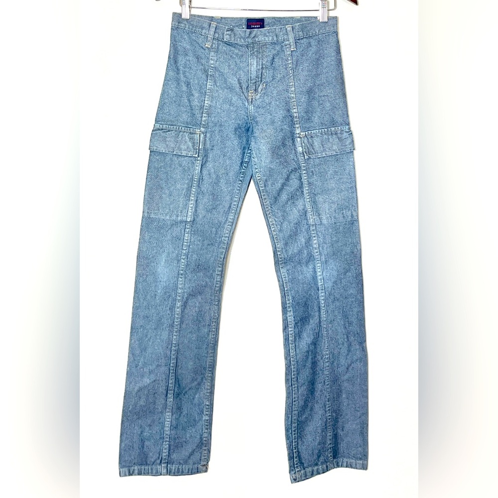 Tommy Hilfiger Jeans Y2K Style Denim Cargo Pants Size 5 Hook And Eye Vintage